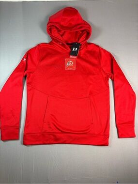 Under Armour University of Utah Utes Size Small Red Hooded Pullover Sweatshirt